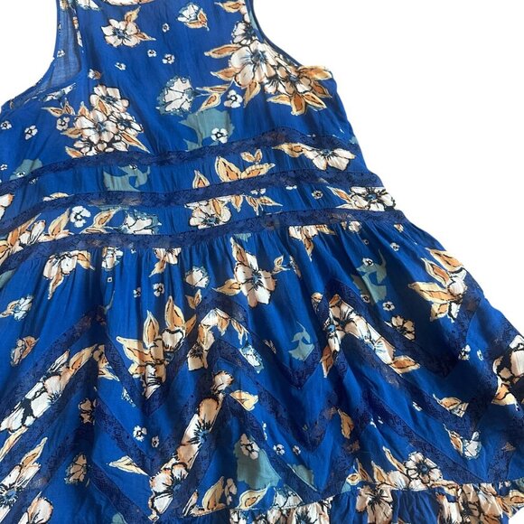Intimately Free People Blue Floral Sleeveless Tunic Mini Dress Size XS Women's - Picture 9 of 11